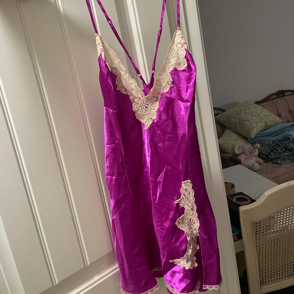 vintage magenta Fredricks lingerie slip!